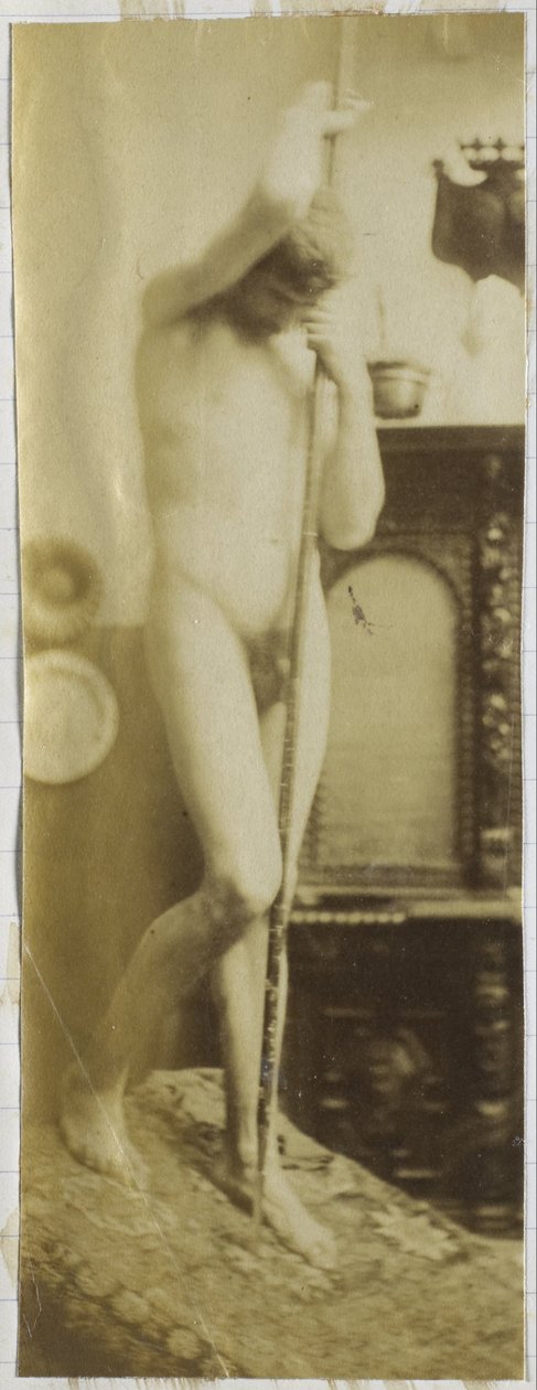 Studie modelky mužského aktu, stojícího, v ateliéru Jacquese de Lalainga od Jacques Lalaing (attributed to)