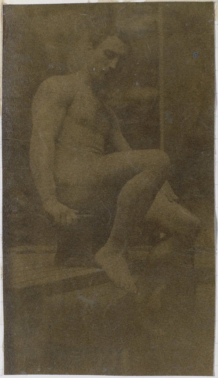 Studie modelu mužského aktu při pohledu ze strany v ateliéru Jacquese de Lalainga od Jacques Lalaing (attributed to)