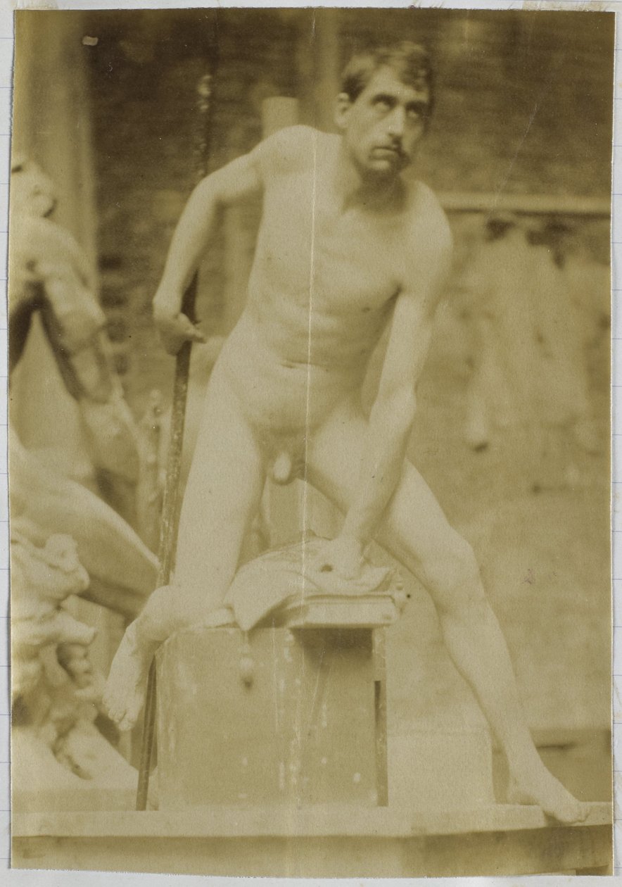 Studie modelu mužského aktu při pohledu zepředu v ateliéru Jacquese de Lalainga od Jacques Lalaing (attributed to)