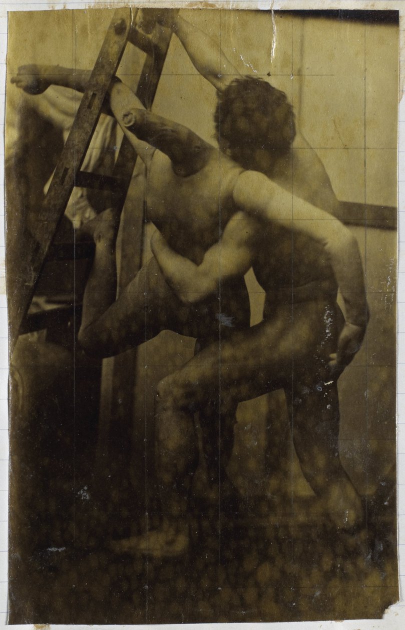 Studie mužského nahého modelu zápasícího s panenkou v ateliéru Jacquese de Lalainga od Jacques Lalaing (attributed to)