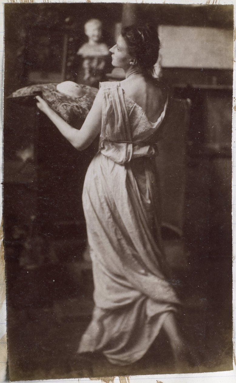 Studie ženského modelu v závěsu při pohledu zezadu v ateliéru Jacquese de Lalaing od Jacques Lalaing (attributed to)
