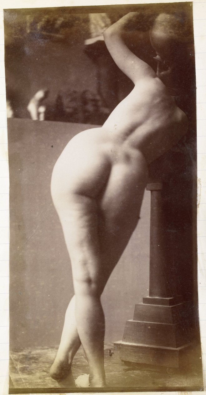 Studie modelu ženského aktu při pohledu zezadu v ateliéru Jacquese de Lalaing, předběžná studie pro kruhovou fontánu od Jacques Lalaing (attributed to)