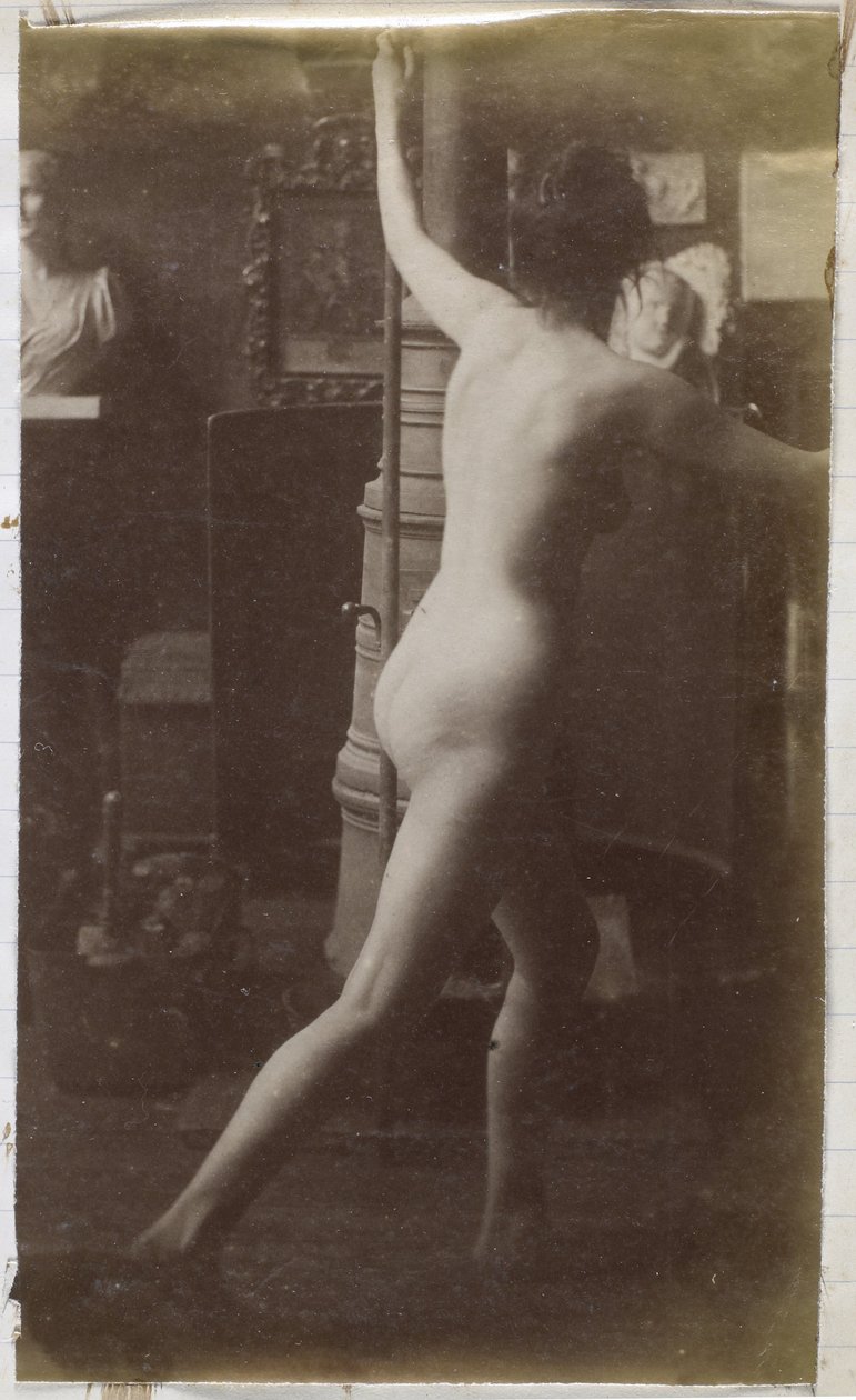 Studie modelu ženského aktu při pohledu zezadu v ateliéru Jacquese de Lalainga od Jacques Lalaing (attributed to)