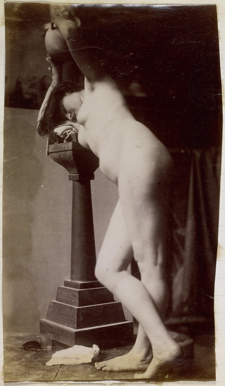 Studie modelu ženského aktu, viděno šikmo zepředu, v dílně Jacquese de Lalaing, předběžná studie pro kruhovou fontánu od Jacques Lalaing (attributed to)