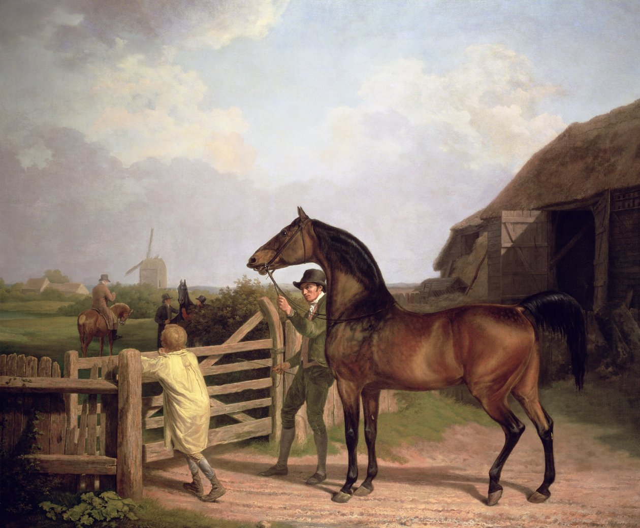 "Bay Ascham", hřebec vedený bránou ke klisně, 1804 od Jacques Laurent Agasse