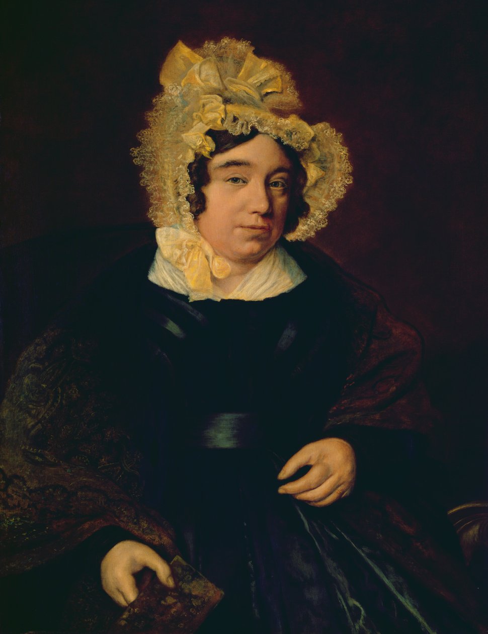 Portrét paní Edward Cross v tmavých saténových šatech s paisley šálou, 1838 od Jacques Laurent Agasse