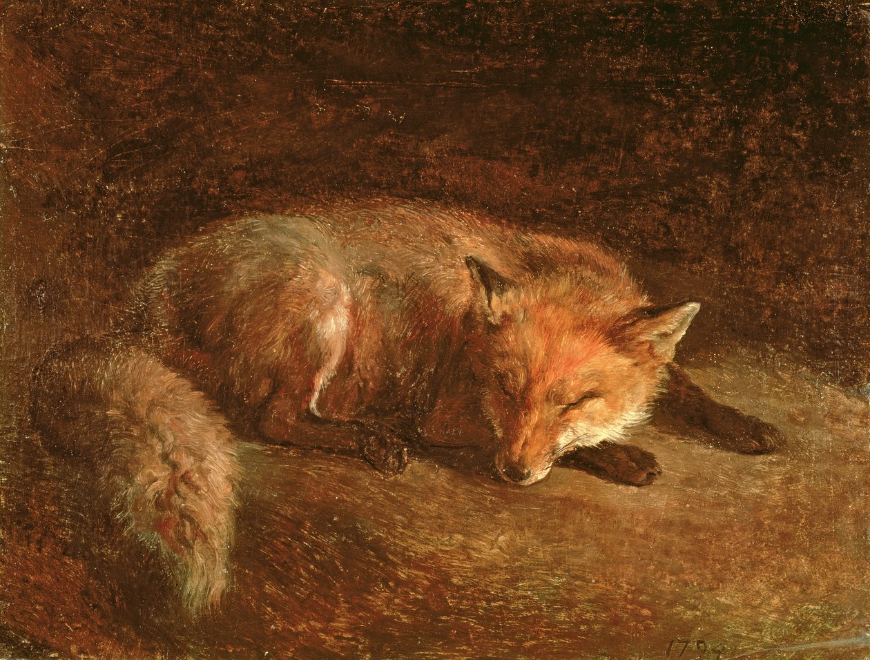 Spící liška od Jacques Laurent Agasse