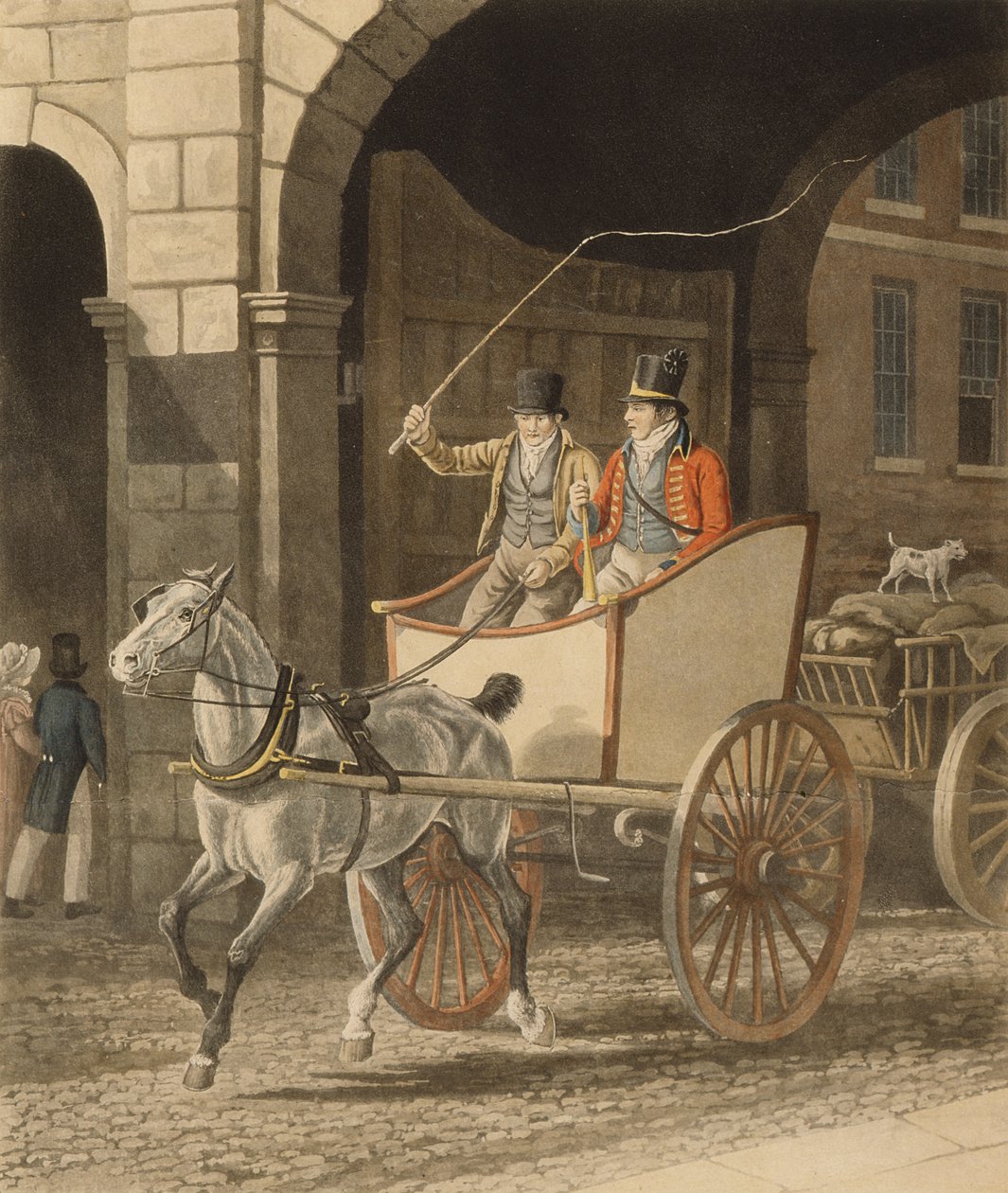Coaching, nebo The Mail Guard, vyrytý Matthew Dubourg (fl.1786-1838) 1825 (akvatinta) od Jacques Laurent after Agasse