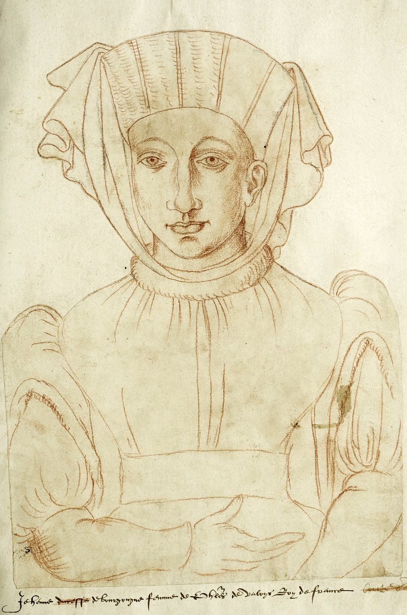 "Jehenne de Bourgongne manželka francouzského krále Philippa de Valoys", fol. 6 Recueil d