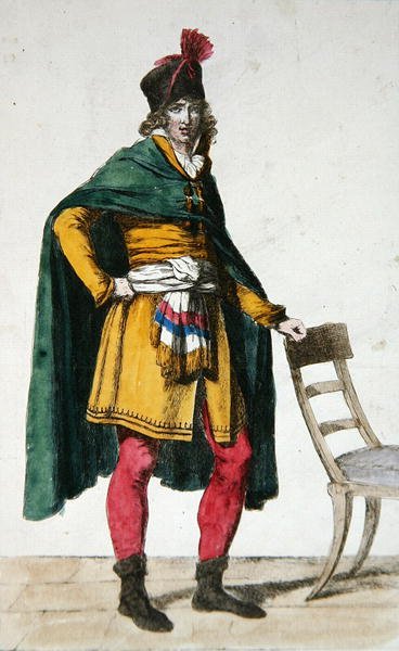 Civilní šaty francouzského občana, kolem roku 1795 (barevná rytina) od Jacques Louis (after) David