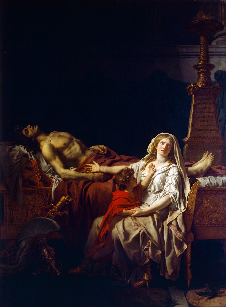 Andromache smutek nad tělem Hectora, Jacques-Louis David (1748-1825) od Jacques Louis (studio of) David