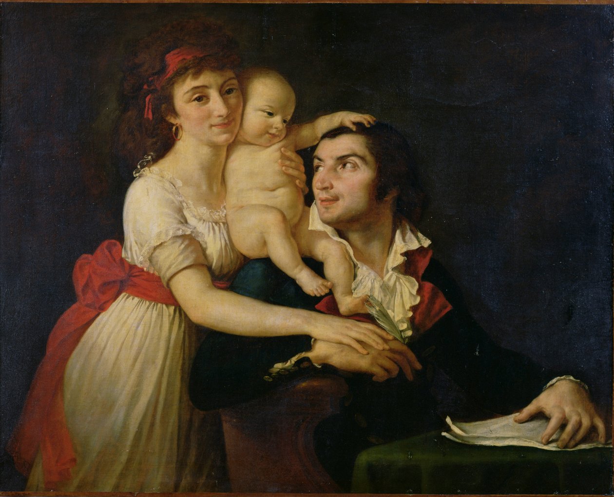 Camille Desmoulins (1760-94), jeho manželka Lucile (1771-94) a jejich syn Horace-Camille (1792-1825) kolem roku 1792 (olej na plátně) od Jacques Louis (workshop of) David