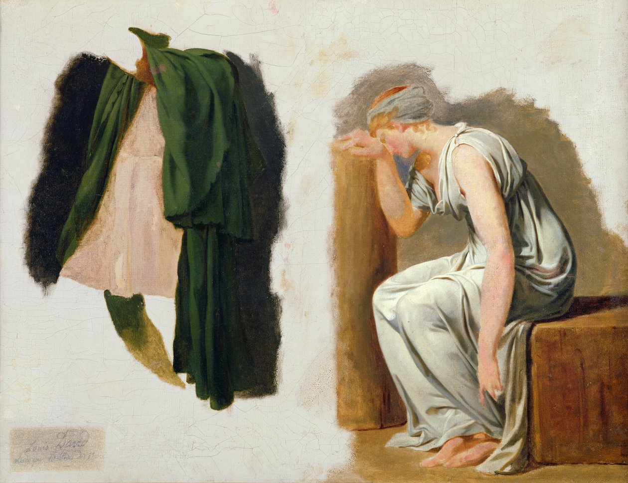 Zelená tóga a Camille, studie k "Přísaze Horatiů od Jacques Louis David