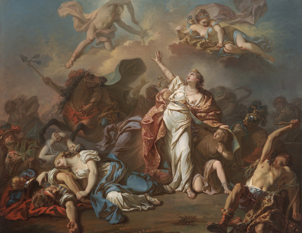 Apollo a Diana útočí na děti Niobe od Jacques Louis David