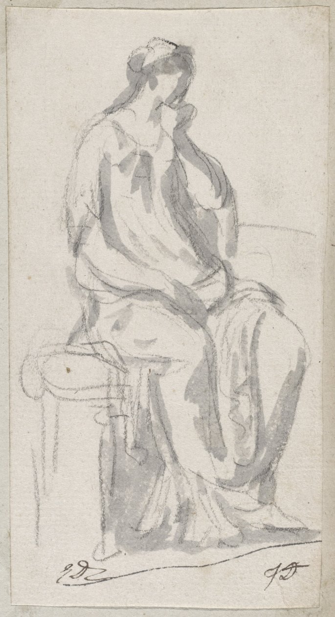 Klasická socha zamyšlené ženy od Jacques Louis David