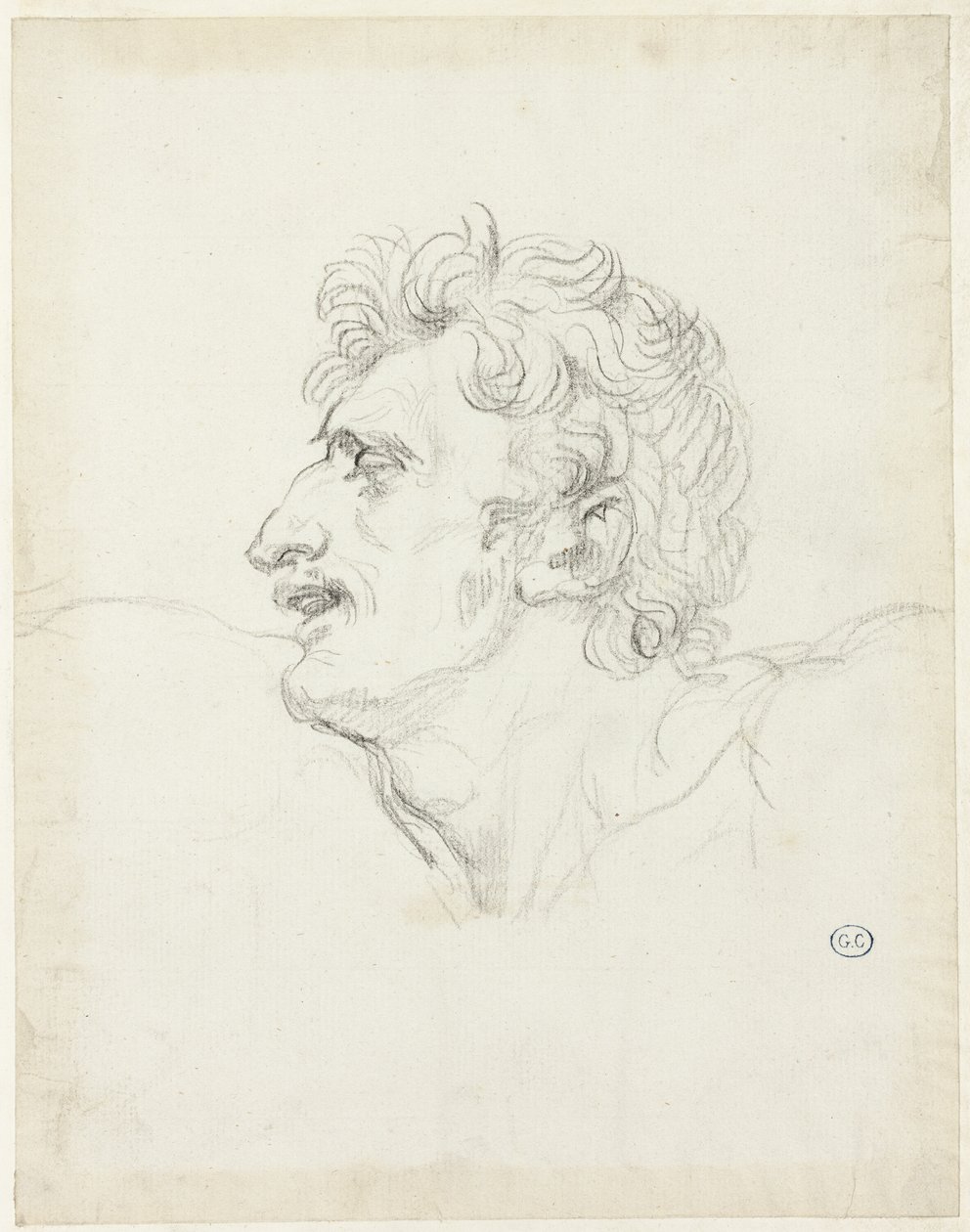 Hlava muže, levý profil od Jacques Louis David