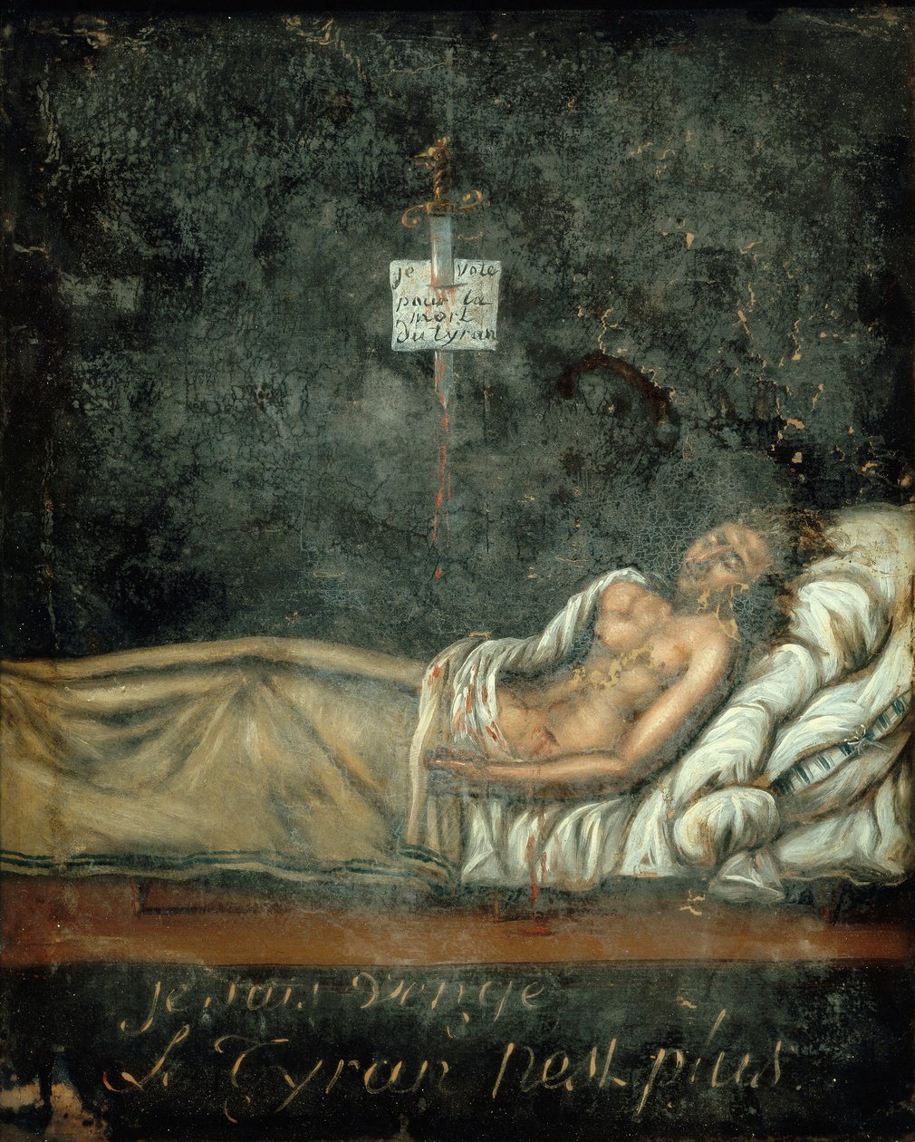 Louis-Michel Le Peletier, markýz de Saint-Fargeau 1760-1793 na smrtelné posteli, c. 1793. od Jacques Louis David