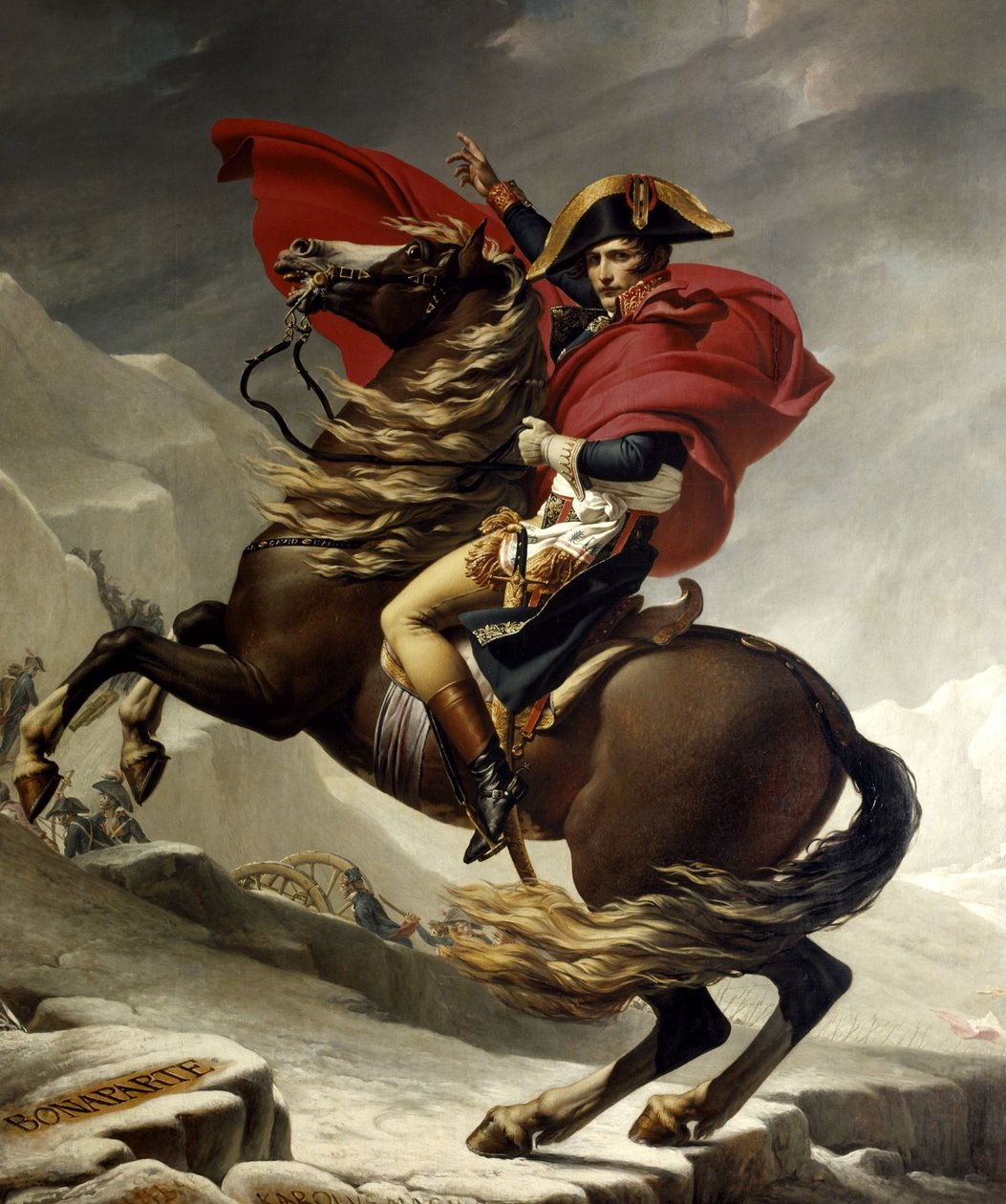 Napoleon Bonaparte při přejezdu Alp u Grand Saint Bernard od Jacques Louis David