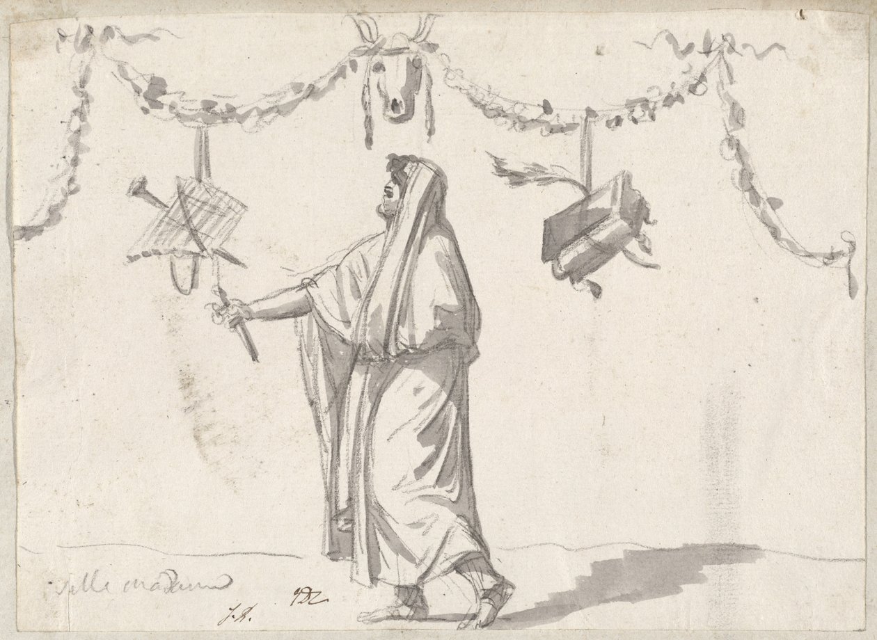 Ornament s vousatým mužem ve starověkých šatech od Jacques Louis David