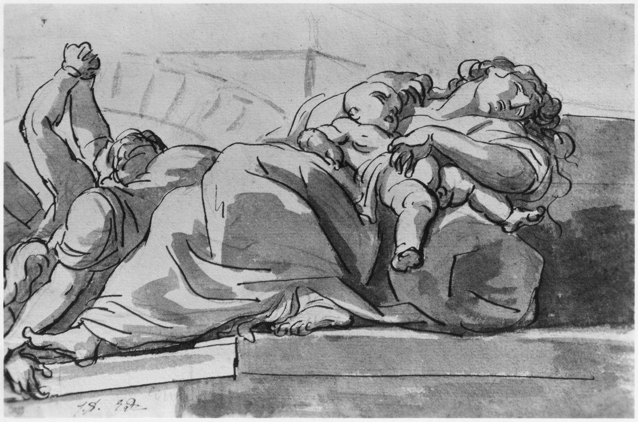 Epizoda moru (pero a inkoust na papíře) od Jacques Louis David