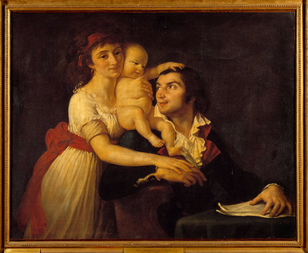 Portrét Camille Desmoulins (1760-1794) jeho ženy Lucile (1771-1794) a jejich syna Horace Camille (1792-1825) Obraz Jacques Louis David (1748-1825) 18. století Sun. 1x1,23m. Versailles, zámecké muzeum od Jacques Louis David