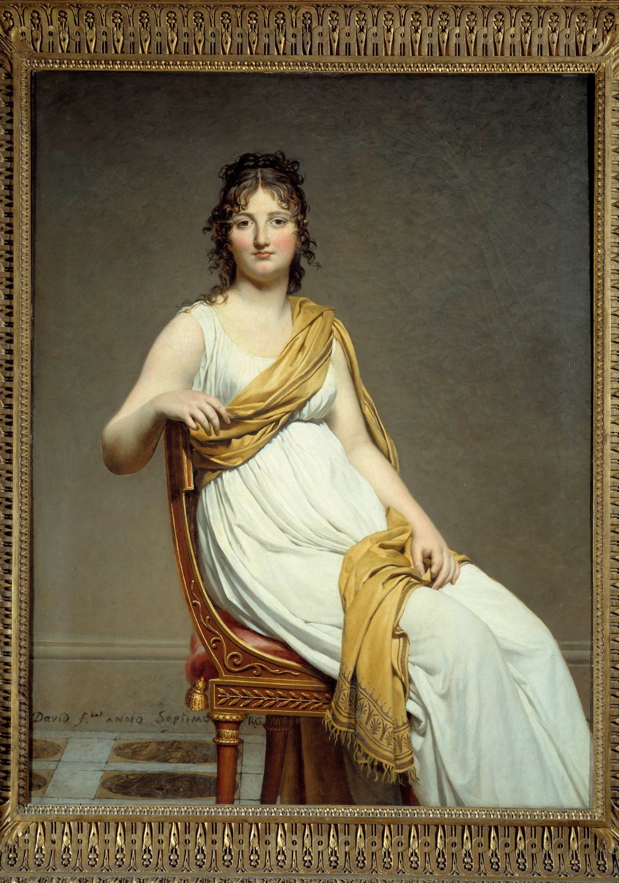 Portrét Madame Raymond Verninac (1780-1827) Sestra Eugena Delacroix Obraz Jacques Louis David (1748-1825) 1799 Ne. 1,45 x 1,12 m. Musee du Louvre, Paříž - Portrét Madame Raymond de Verninac (1780-1827), sestra Eugene Delacroix. Paintin od Jacques Louis David