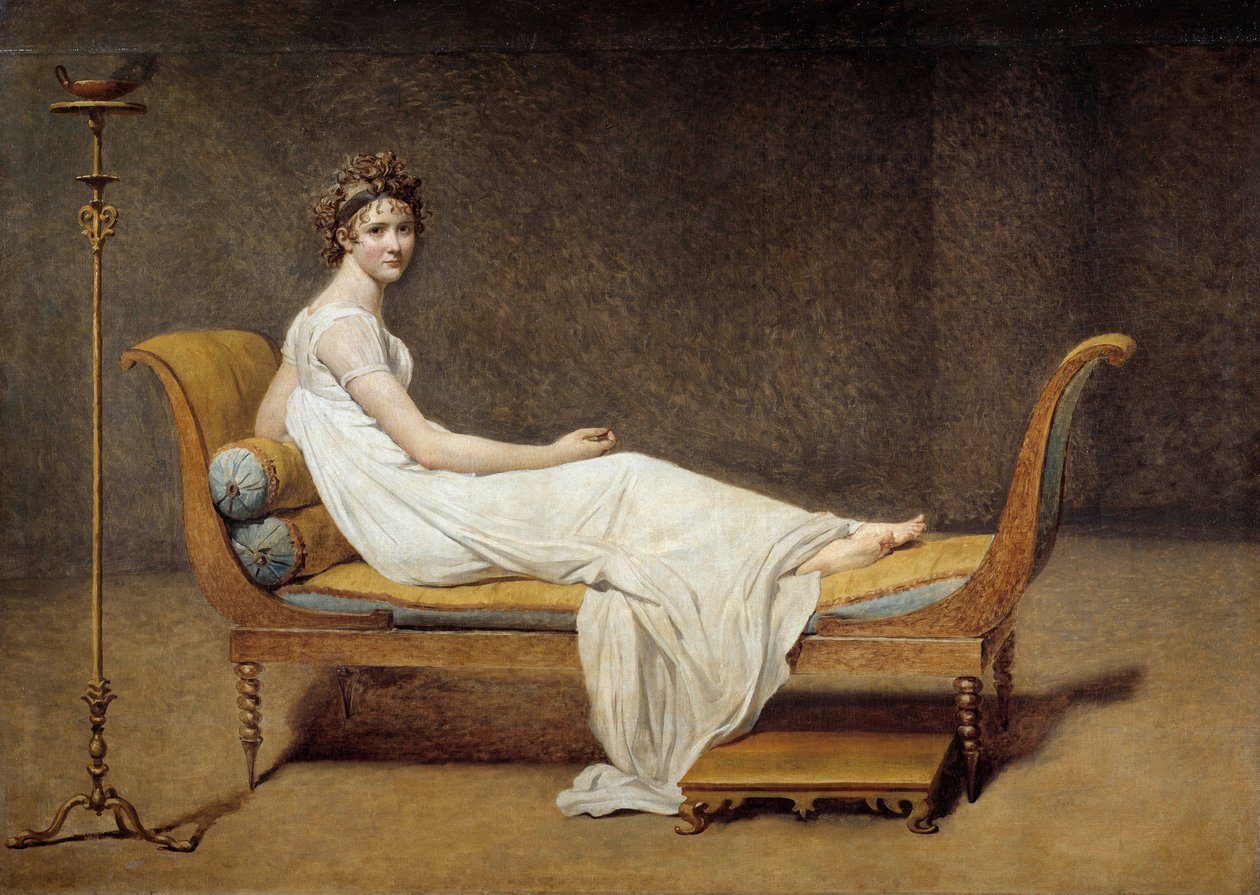 Portrét Madame Recamier (1777 - 1849), Jeanne Francoise zvané Juliette - Obraz Jacquese Louise Davida (1748-1825) od Jacques Louis David