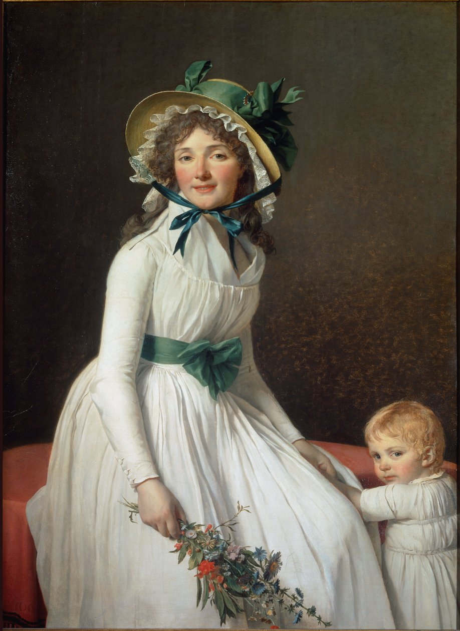 Portrét Madame Seriziat, manželčiny sestry umělce se synem Emilem - olej na plátně od Jacques Louis David