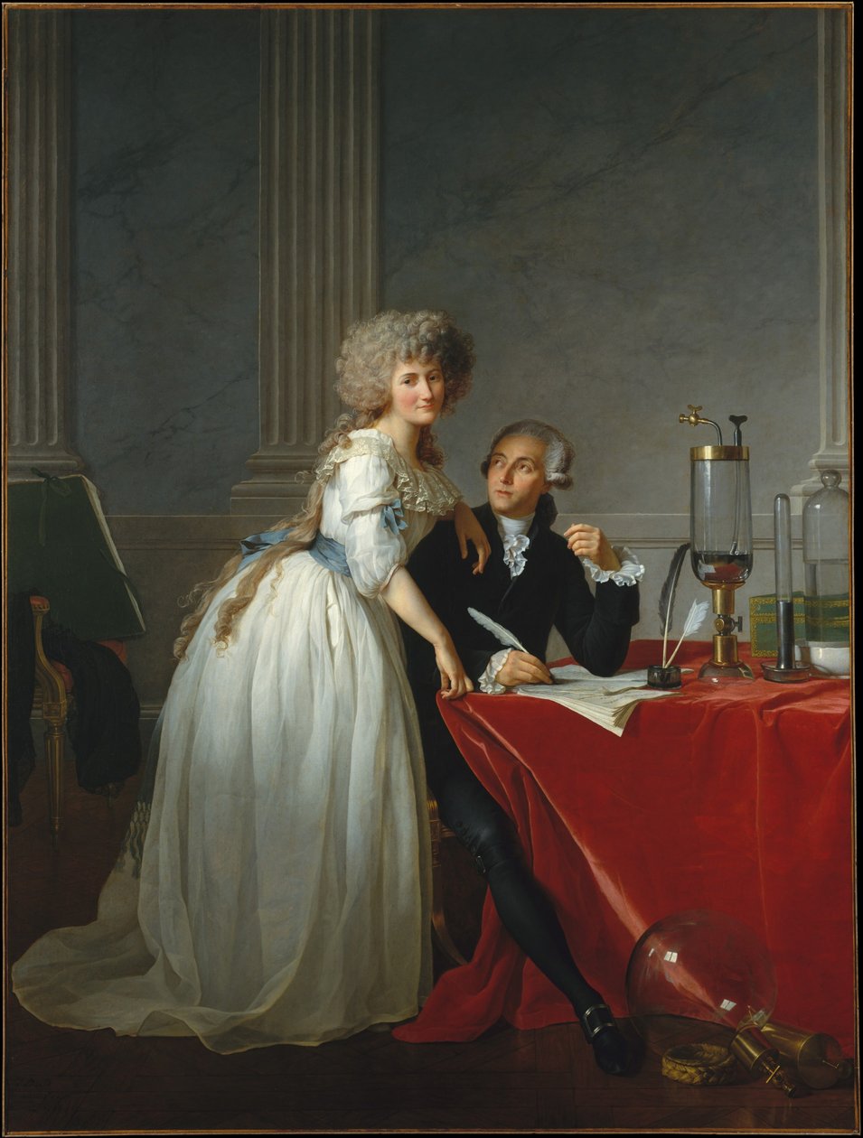 Portrét pana de Lavoisiera a jeho manželky, chemičky Marie-Anne Pierrette Paulzeové od Jacques Louis David