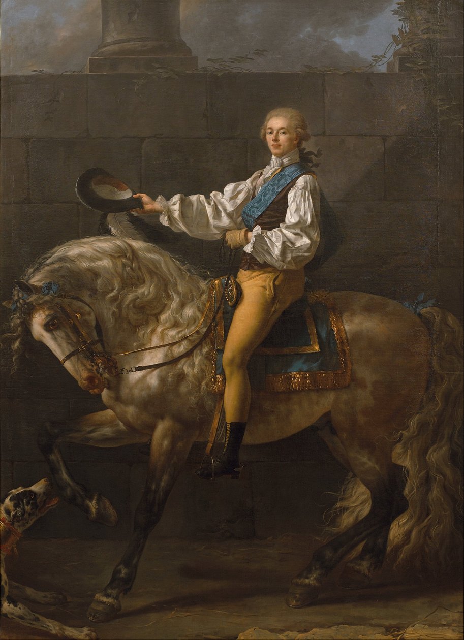 Portrét Stanislava Kostky Potockého na koni od Jacques Louis David