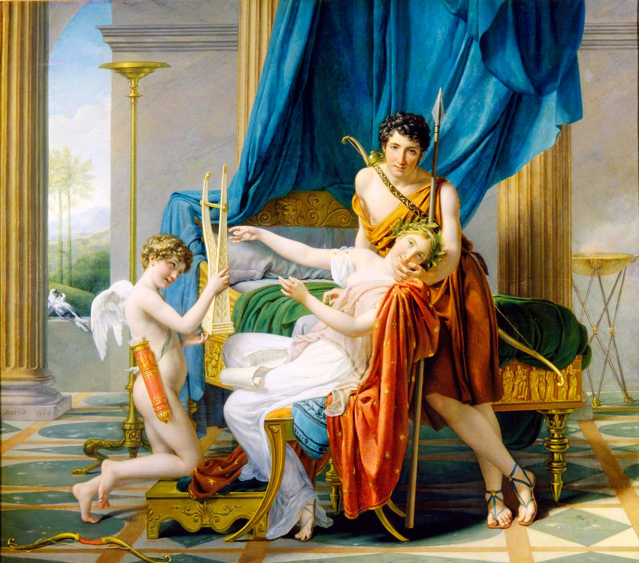 Sapfó, Phaon a Cupid, 1809. od Jacques Louis David