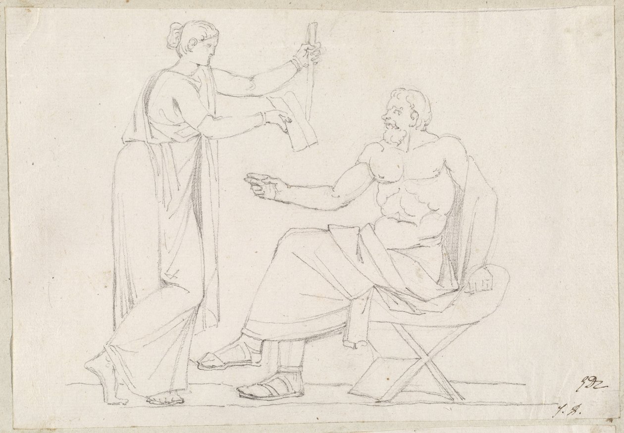 Sokrates a Diotime od Jacques Louis David
