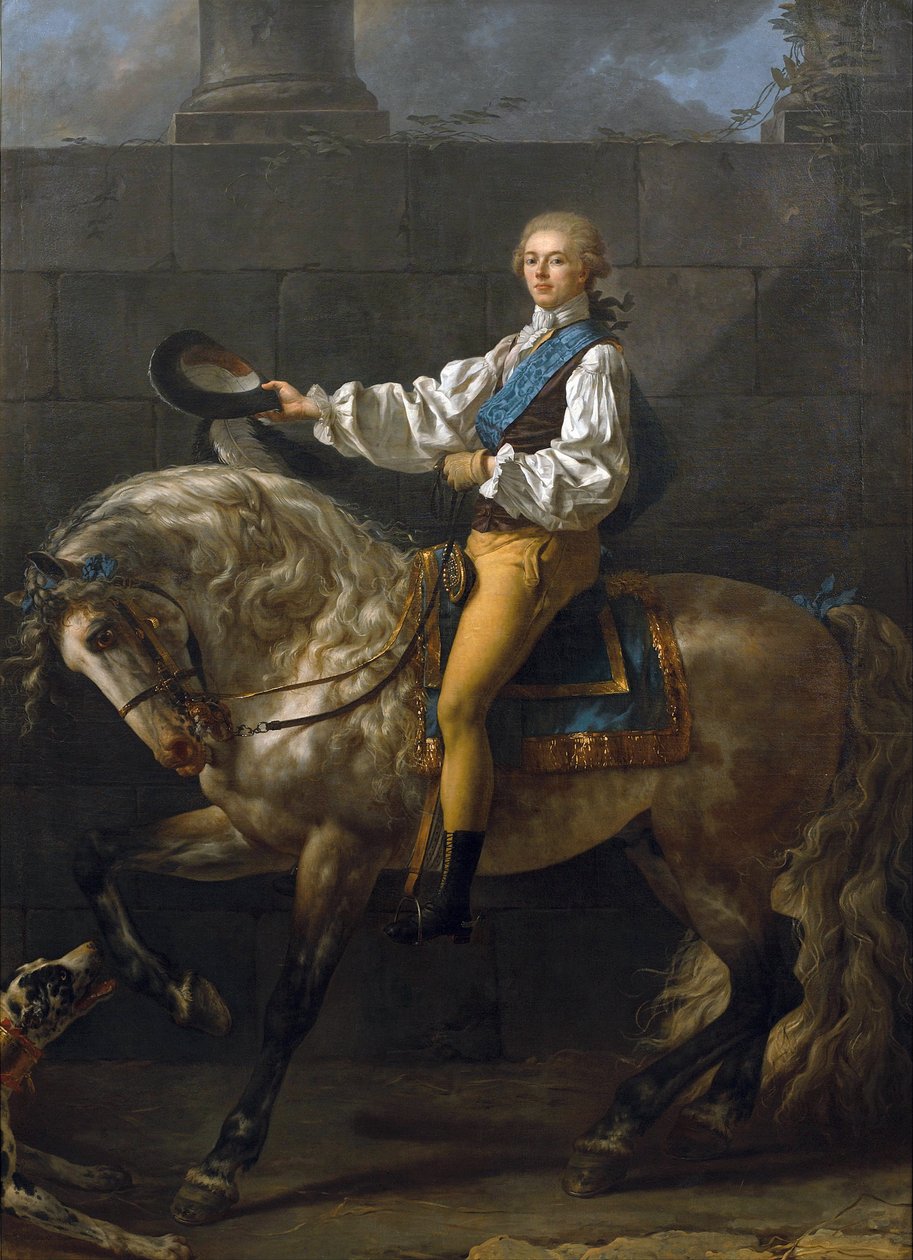 Stanislaw Kostka Potocki (šlechtic, politik, spisovatel, publicista, sběratel a polský mecenáš) - Jezdecký portrét Stanislawa Kostky Potocki (1755-1821) - Obraz Jacquese Louise Davida (1748-1825) - 1781 - Olej na plátně - 304x218 cm Willano od Jacques Louis David