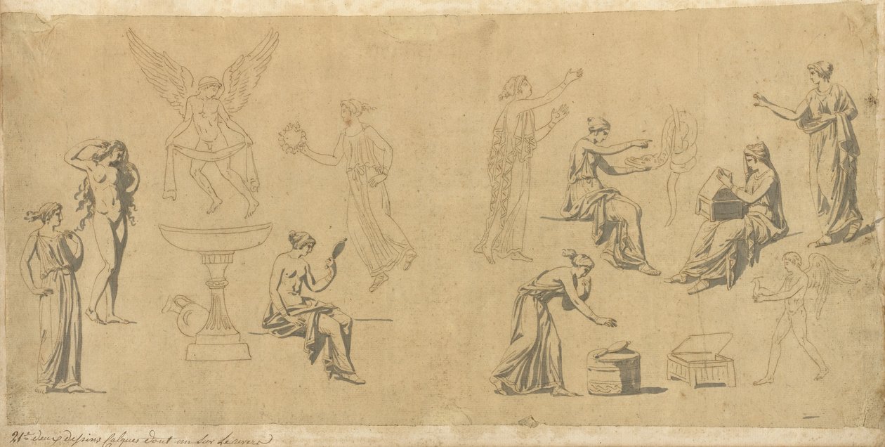 Studie klasických žen s Erosem od Jacques Louis David