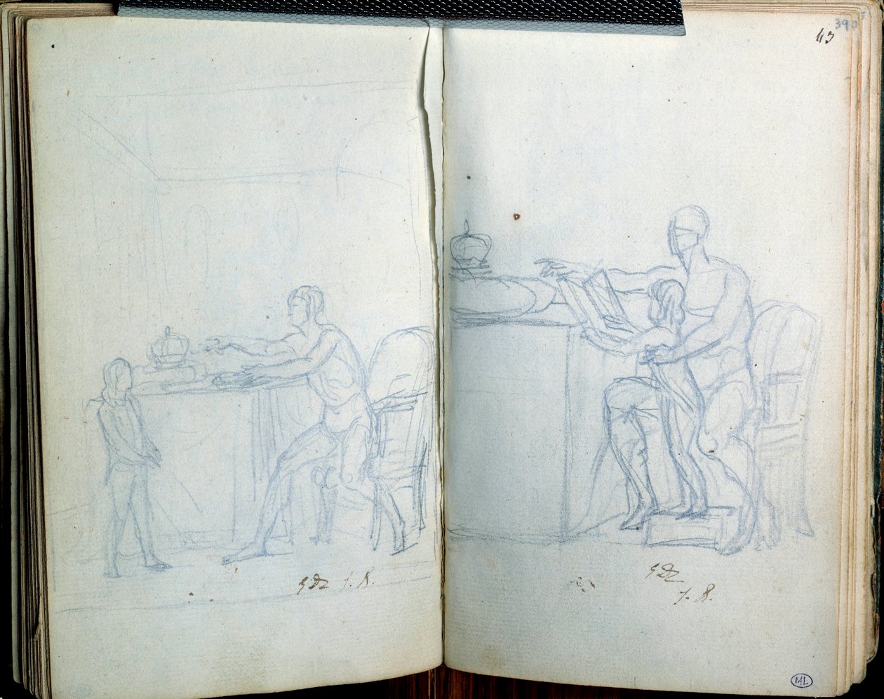 Studie k portrétu Ludvíka XVI. a delfína. Kresba Jacques Louis David (1748-1825) od Jacques Louis David