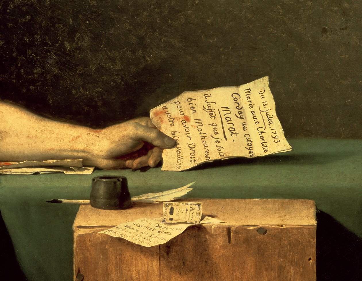 Smrt Marata (detail), 1793 od Jacques Louis David