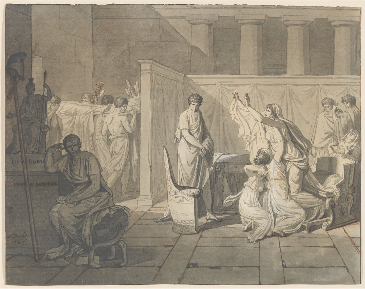 Liktoři přinášejí Brutovi těla jeho synů od Jacques Louis David