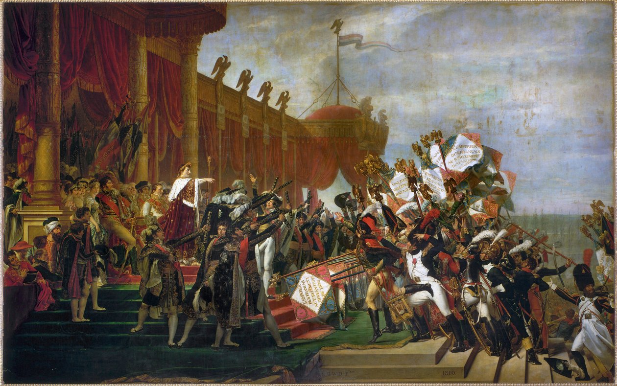 Přísaha armády po rozdání orlů na Champs de Mars... (olej na plátně) od Jacques Louis David
