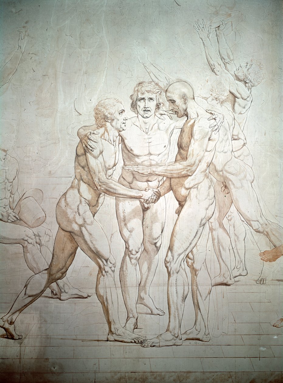 Nedokončená přísaha tenisového kurtu, detail, 1791-1792 od Jacques Louis David
