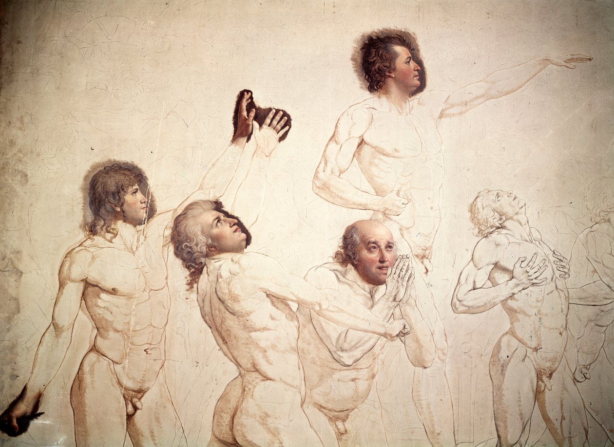 Nedokončená přísaha tenisového kurtu, detail, 1791-1792 od Jacques Louis David