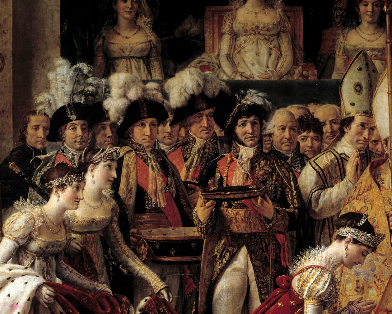 Napoleonův obřad. Detail představující Josephine jeho následovníky a Philippe Henriho, markýze ze Seguru (1724-1801); Jannot de Moncey (vévoda z Conegliano od Jacques Louis David