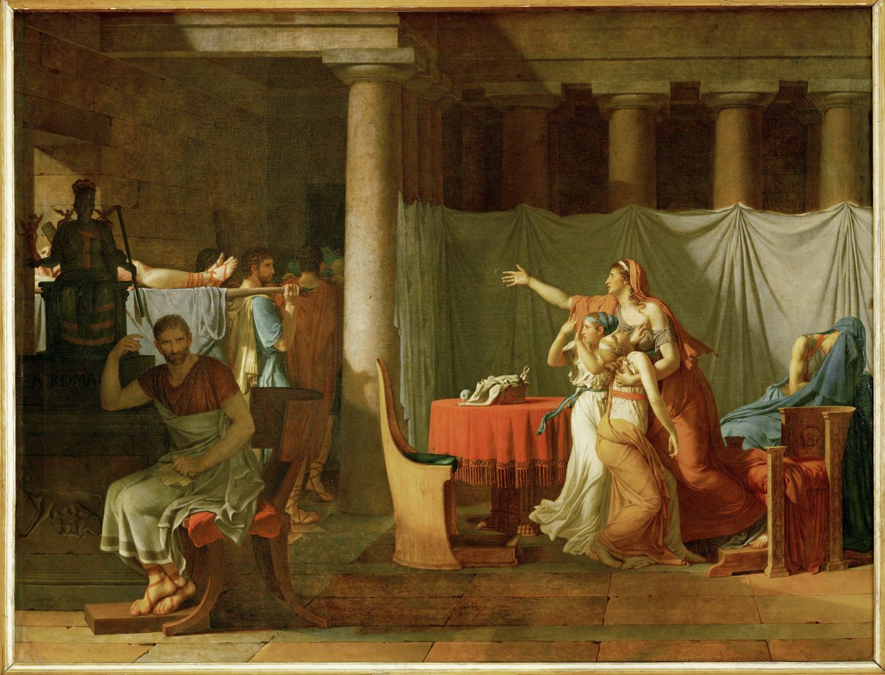 Liktoři přinesou Brutovi těla jeho mrtvých synů... od Jacques Louis David