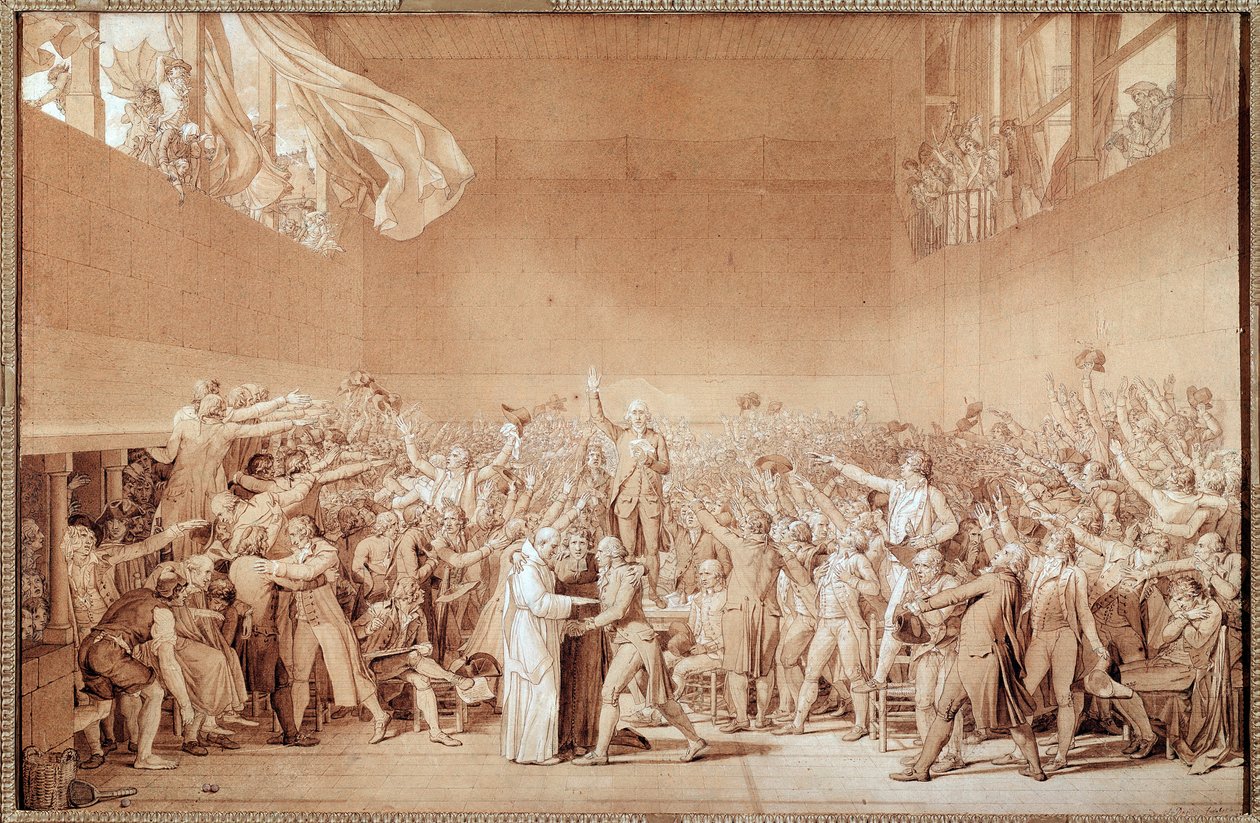 Přísaha tenisového kurtu (přípravný výkres od Jacques Louis David