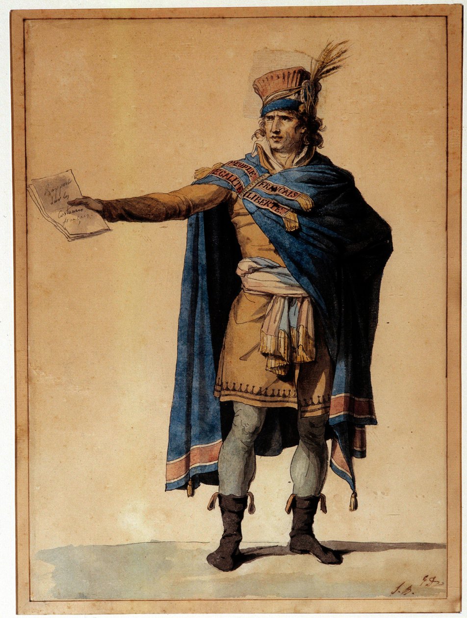 Představitel lidu v úřadu Postava ztělesňuje muže spravedlnosti a veřejného pořádku během francouzské revoluce. Akvarel od Jacquese Louise Davida (1748-1825) 1789 Paříž, Musee Carnavalet od Jacques Louis David