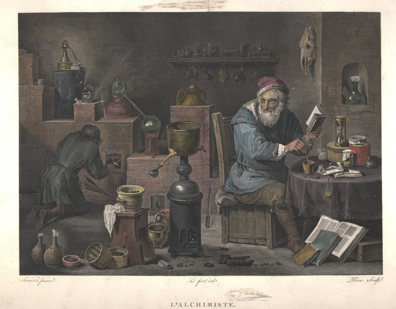 Alchymista podle malby Davida Tenierse, konec 18. století. od Jacques Louis Perée