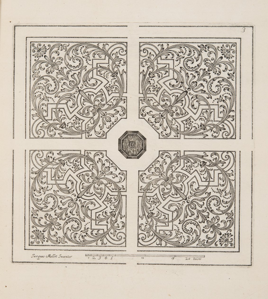 Design for Parterre, from Theater des Plans et Jardinages, pub. 1652 (rytina) od Jacques Mollet