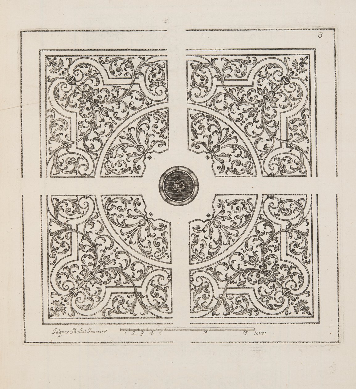 Design for Parterre, from Theater des Plans et Jardinages, pub. 1652 (rytina) od Jacques Mollet