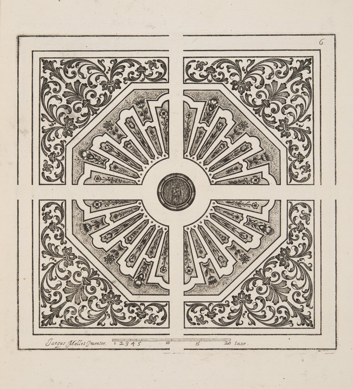 Design for Parterre, from Theater des Plans et Jardinages, pub. 1652 (rytina) od Jacques Mollet