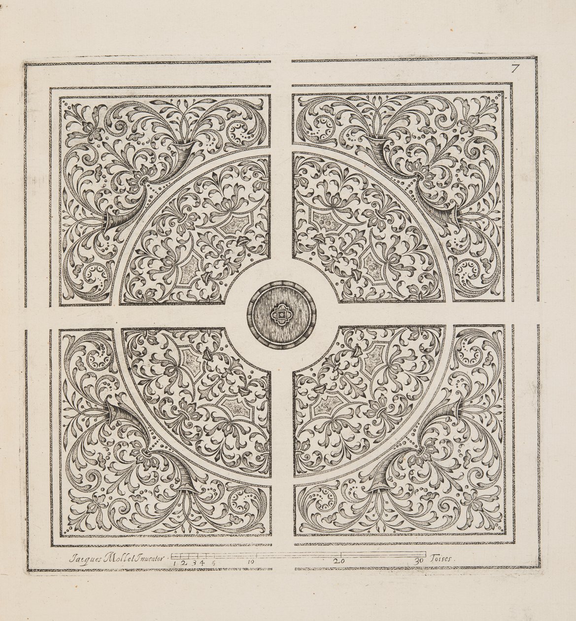 Design for Parterre, from Theater des Plans et Jardinages, pub. 1652 (rytina) od Jacques Mollet
