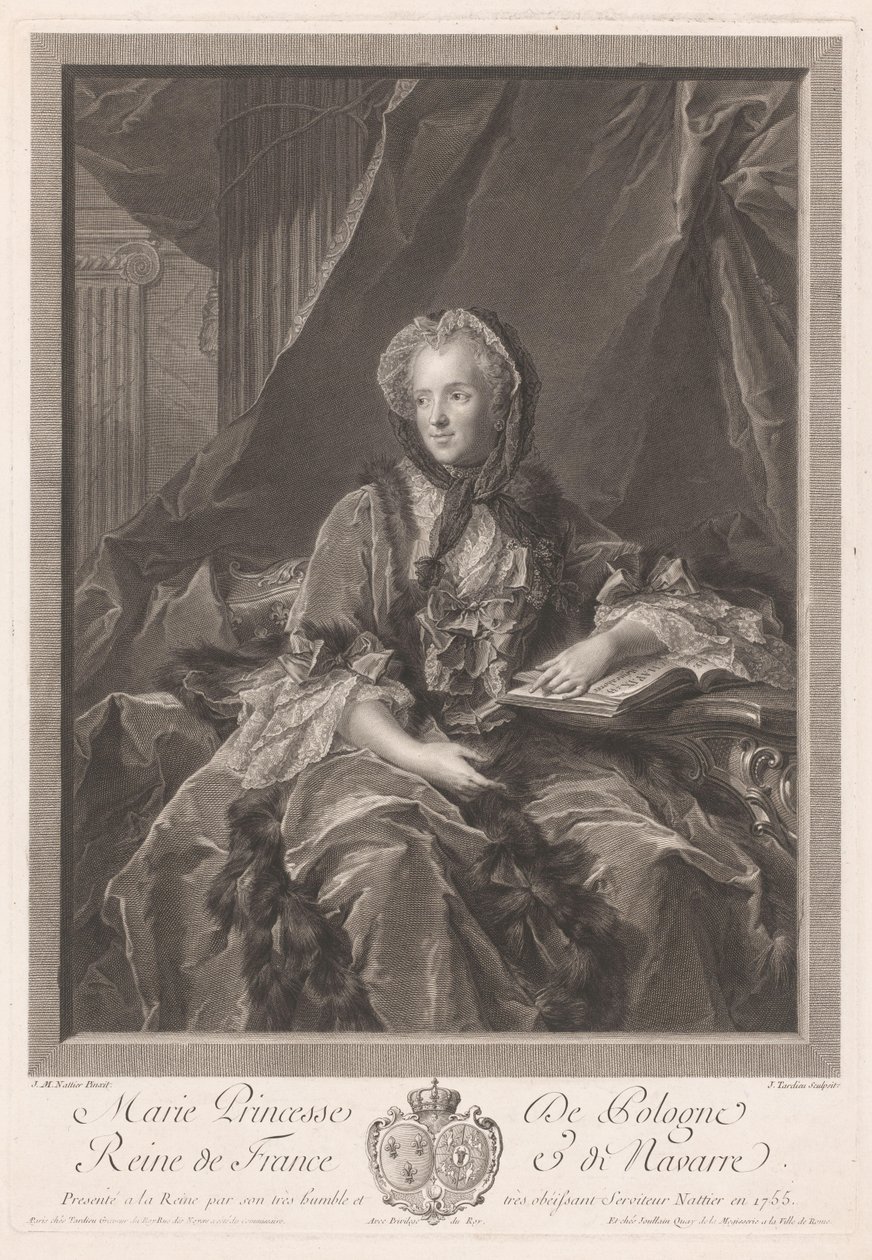 Maria Leczinska z portrétu van Koninga od Jacques Nicolas Tardieu